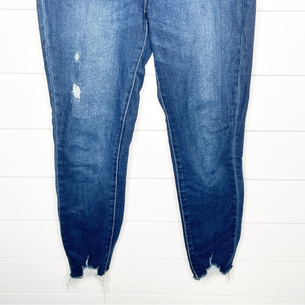 KanCan High Rise Skinny Distressed Raw Hem Stretch Jeans Dark Wash Size 7/27 - Picture 3 of 8